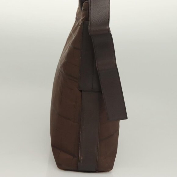 Salvatore Ferragamo Shoulder Bag Nylon Leather Brown Silver Auth - Picture 5 of 16